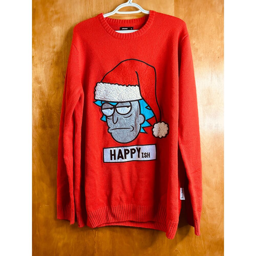 Cropp Rick and Morty Long Sleeve Sweater "Happish" Size Large